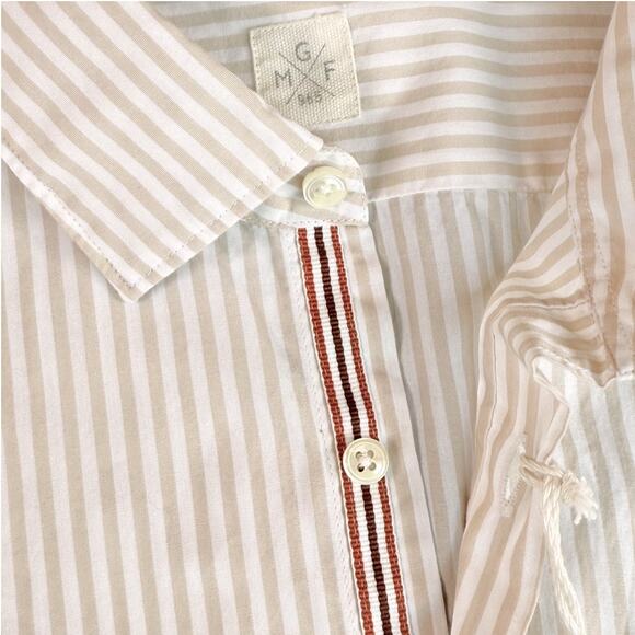 NWT GMF 965 Tan White Striped Cotton Italian Luxury Sports Dress Shirt 42 16.5 - Picture 8 of 12